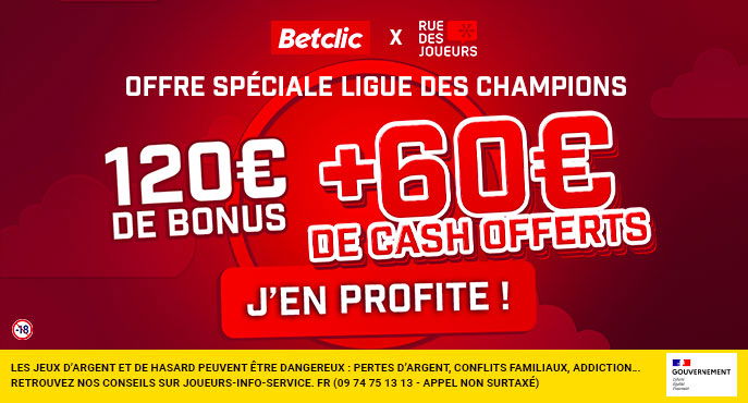 bonus betclic novembre 2024 avec 60e de cash + 120e offerts