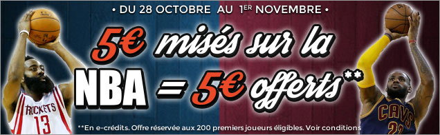 Reprise de la NBA : ParionsWeb vous offre 5 € sur vos paris !