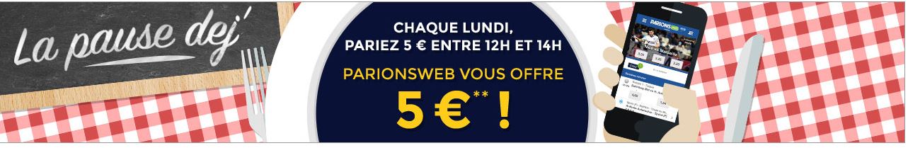 5 euros offerts chaque lundi, à la pause déjeuner !