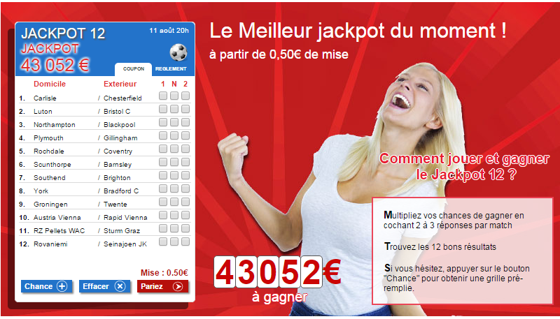france pari grille jackpot 12 45000 euros mardi 11 aout 2015