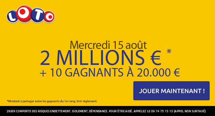 fdj loto mercredi 15 aout 2 millions euros