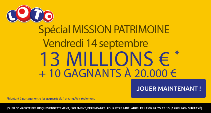 fdj loto vendredi 14 septembre mission patrimoine journees du patrimoine 13 millions euros