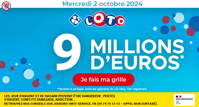 Tirage LOTO mercredi 2 octobre 2024