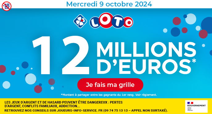 Tirage LOTO mercredi 9 octobre 2024