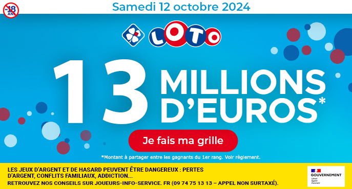 Tirage LOTO samedi 12 octobre 2024