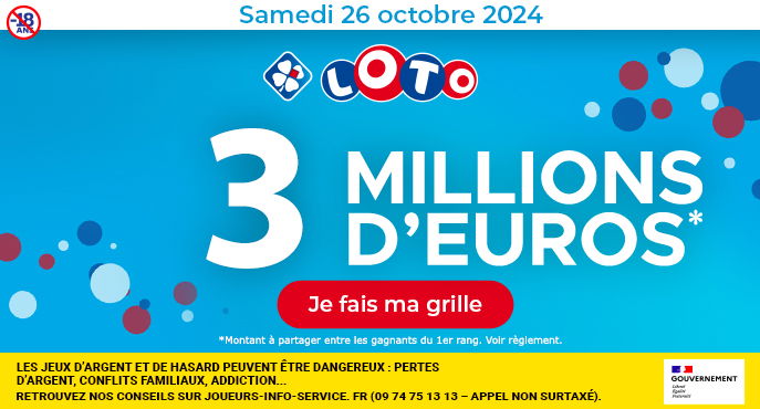 Tirage LOTO samedi 26 octobre 2024