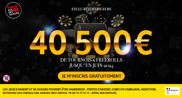 40 000€ de tournois & freerolls jusqu'en juin 2024