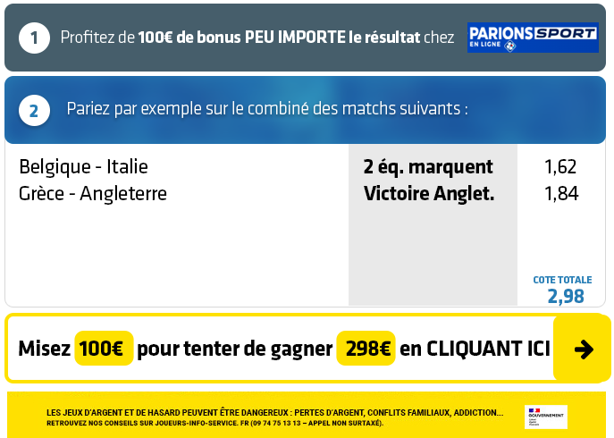 parionssport en ligne 100 euros offerts