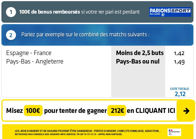 parionssport en ligne 100 euros offerts