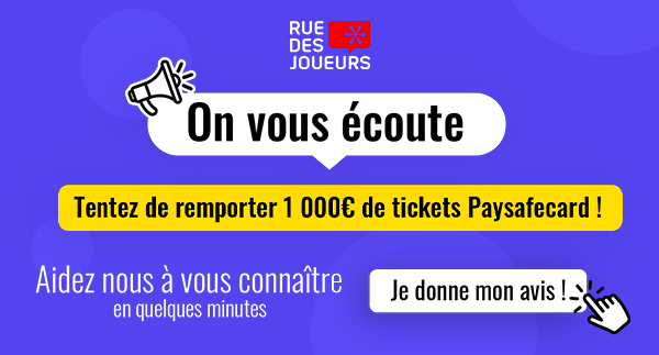 Sondage rueDesJoueurs 2024 : répondez et tentez de remporter 1 000€ de paysafecard