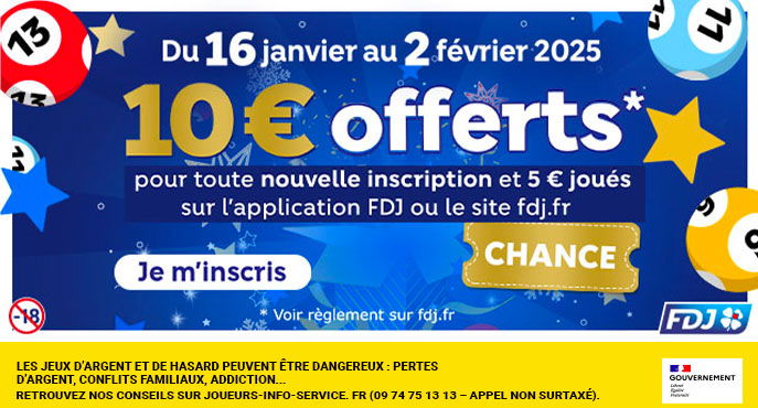 bonus FDJ 10€ offerts