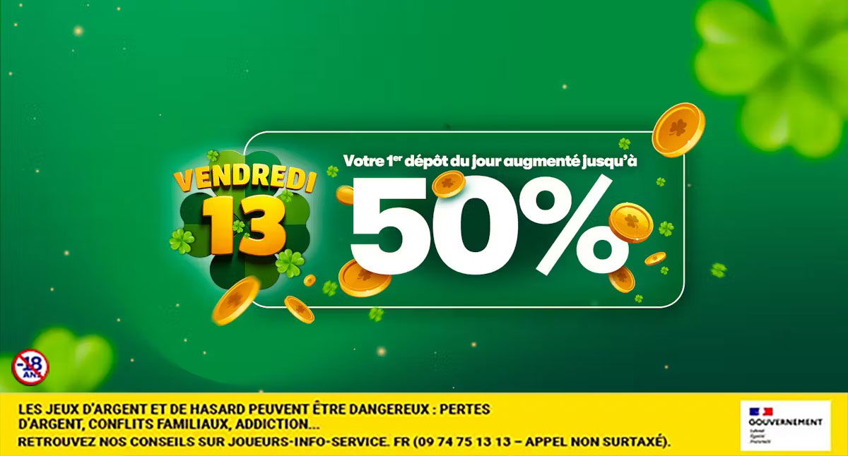 Vendredi 13 : Débloquez votre Bonus Mystère jusqu'à 25€ sur PMU.fr !