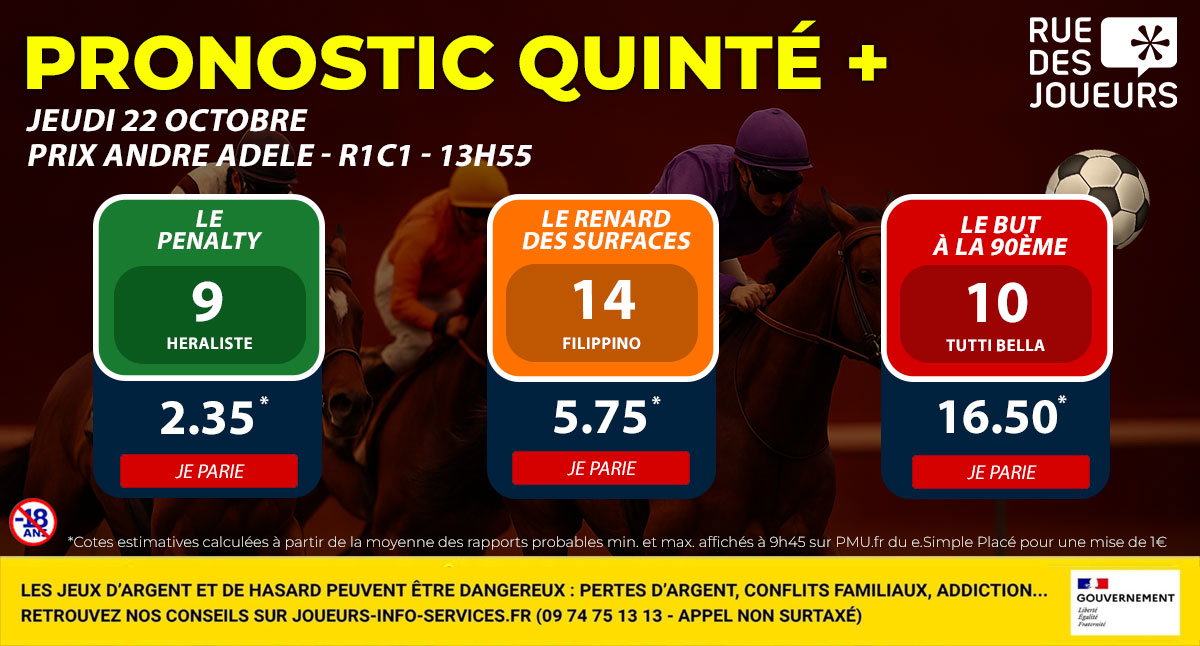 Pronostic Quinté+ du Jeudi 22 Octobre - Prix André Adèle (Auteuil R1C1) : le turf décrypté comme un pronostic foot