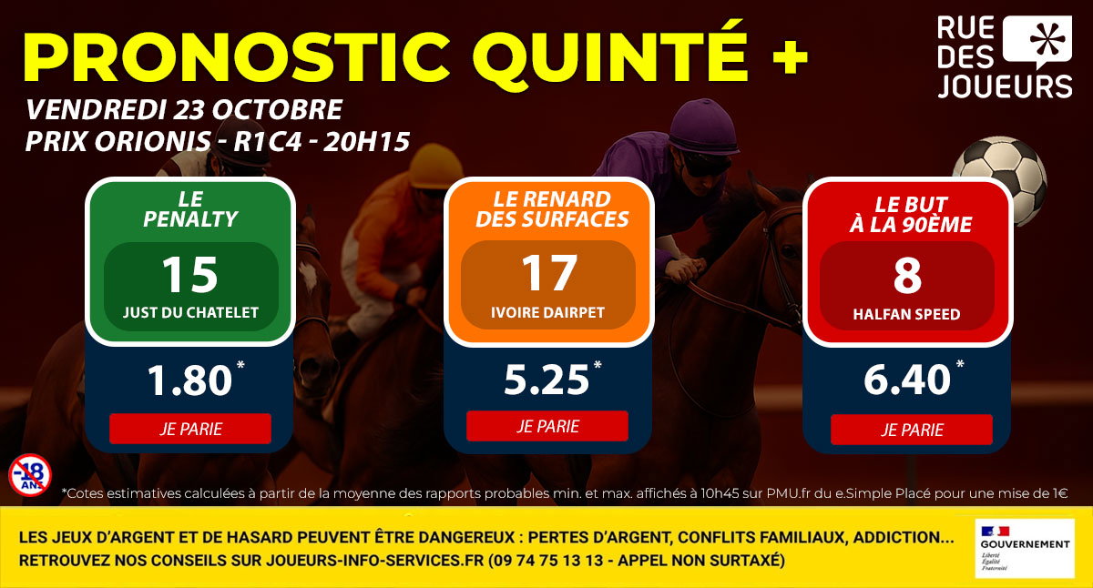 Pronostic Quinté+ du Vendredi 23 Octobre - Prix Orionis (Vincennes R1C4) : le turf décrypté comme un pronostic foot