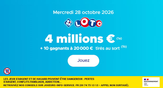 Tirage LOTO mercredi 28 octobre 2026