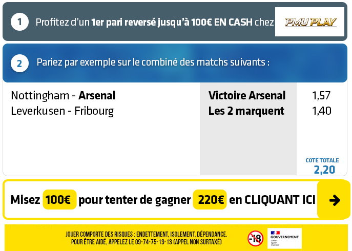 COMBINÉ : + de 200€ à gagner SANS RISQUE ce dimanche avec Arsenal et...