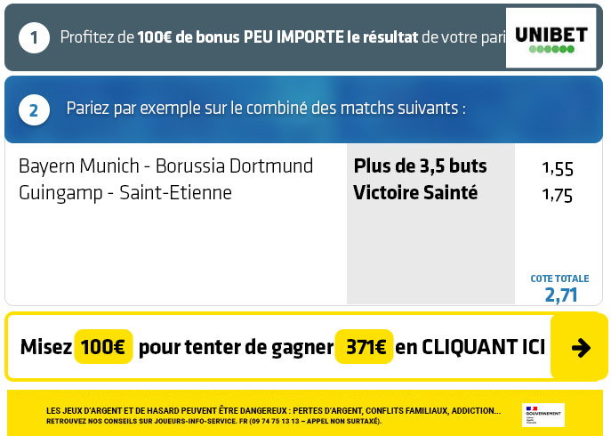 2 COMBINÉS pour le prix d'1 : Transformez 15€ reçus GRATOS en près de 120€ SANS PRESSION ce samedi