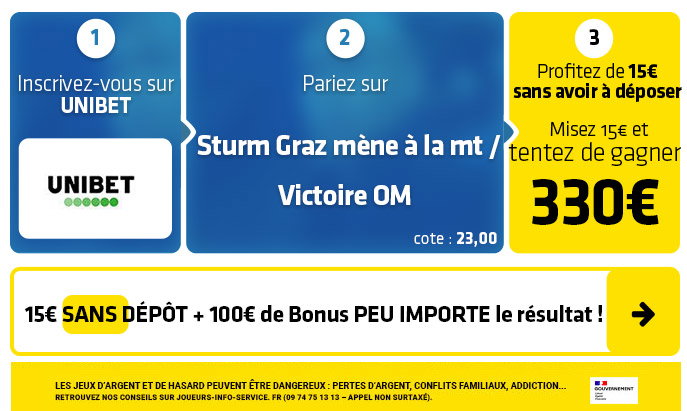 Sturm Graz -OM : Pronostic, analyse et cotes du match de C3 + 15€ offerts sans déposer