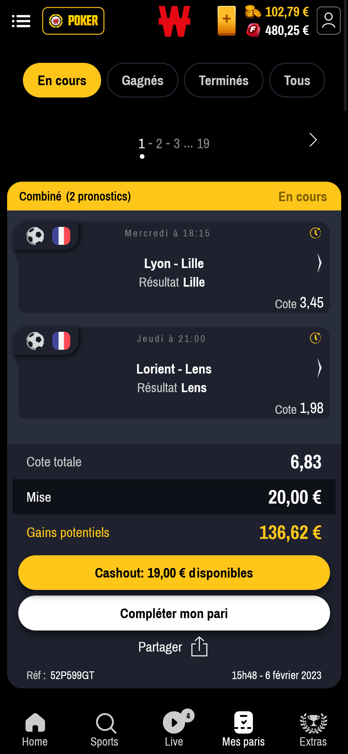 Cashout Winamax