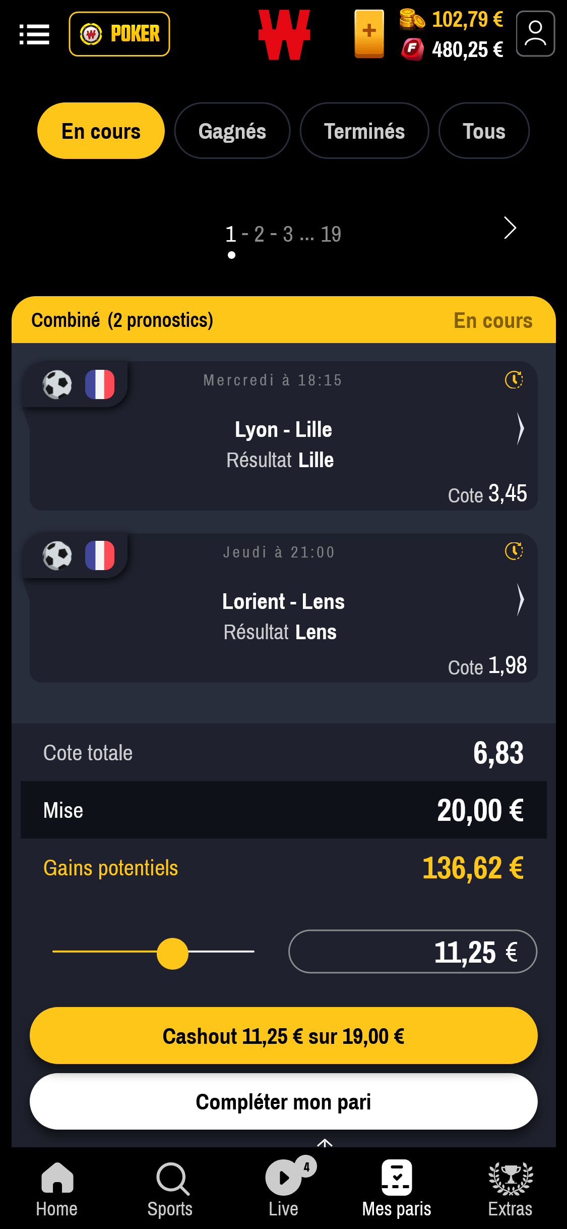 Cashout Winamax