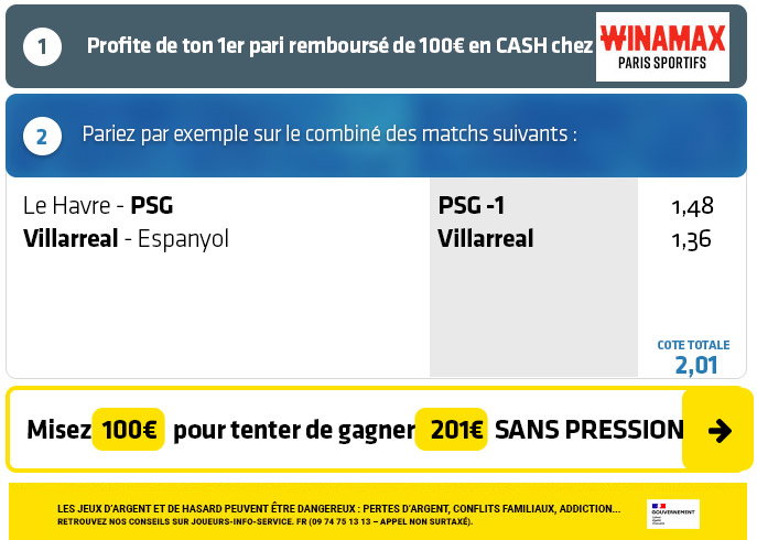 GROS COMBI Foot : Transformez 10€ en près de 100€ sans risque (+1 combiné Safe) !