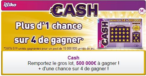 fdj illiko cash jeu de grattage 500000 euros