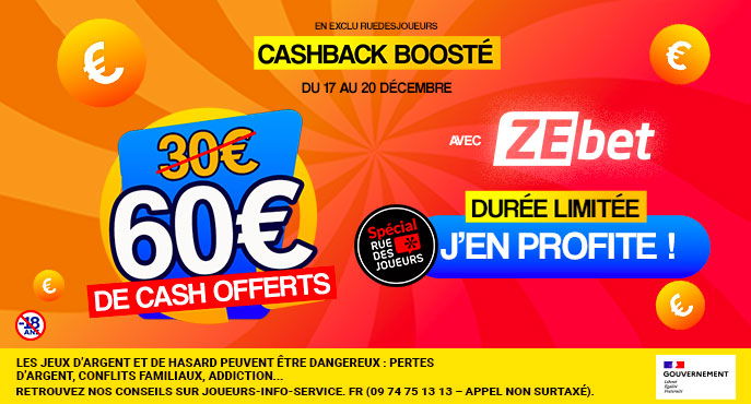 bonus zebet avec 60e de cash + 100e offerts