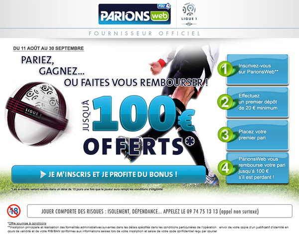 Parions Web: 100€ de Bonus dès votre inscription!