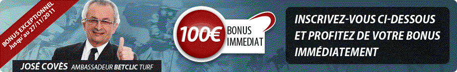 Betclic Turf: 100€ de Bonus jusqu'au 27 Novembre!