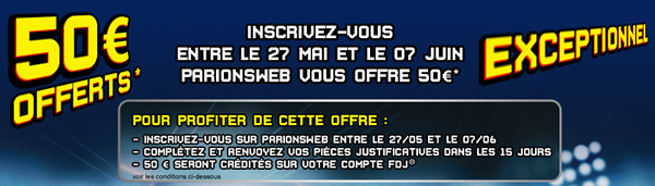 ParionsWeb Bonus exceptionnel - Les 50€ sans conditions prolongés 