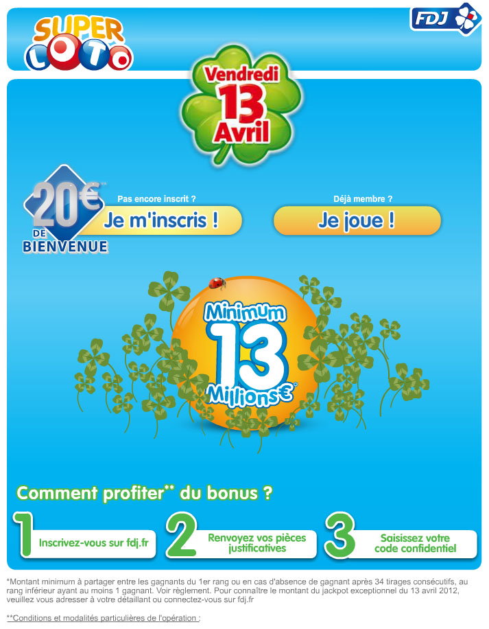 Ce Vendredi 13, 20€ offert sur FDJ!